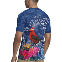Personalized Samoa Christmas Rugby Jersey Cardinal Honeyeater Mix Siapo LT7 - Polynesian Pride