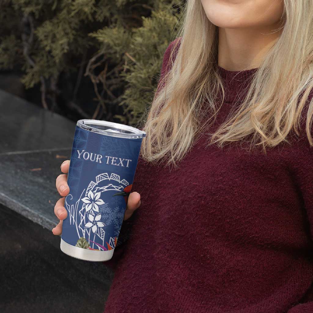 Personalized Samoa Christmas Tumbler Cup Cardinal Honeyeater Mix Siapo LT7 - Polynesian Pride