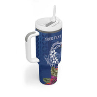 Personalized Samoa Christmas Tumbler With Handle Cardinal Honeyeater Mix Siapo LT7 - Polynesian Pride