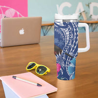 Personalized Samoa Christmas Tumbler With Handle Cardinal Honeyeater Mix Siapo LT7 - Polynesian Pride
