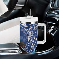 Personalized Samoa Christmas Tumbler With Handle Cardinal Honeyeater Mix Siapo LT7 - Polynesian Pride