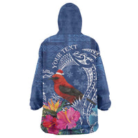 Personalized Samoa Christmas Wearable Blanket Hoodie Cardinal Honeyeater Mix Siapo LT7 - Polynesian Pride