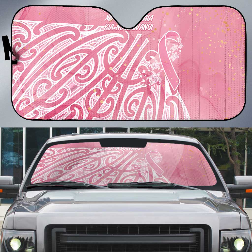 Breast Cancer Awareness Maori Auto Sun Shade Kia Kaha Kia Maia Kia Manawanui LT7 Pink - Polynesian Pride