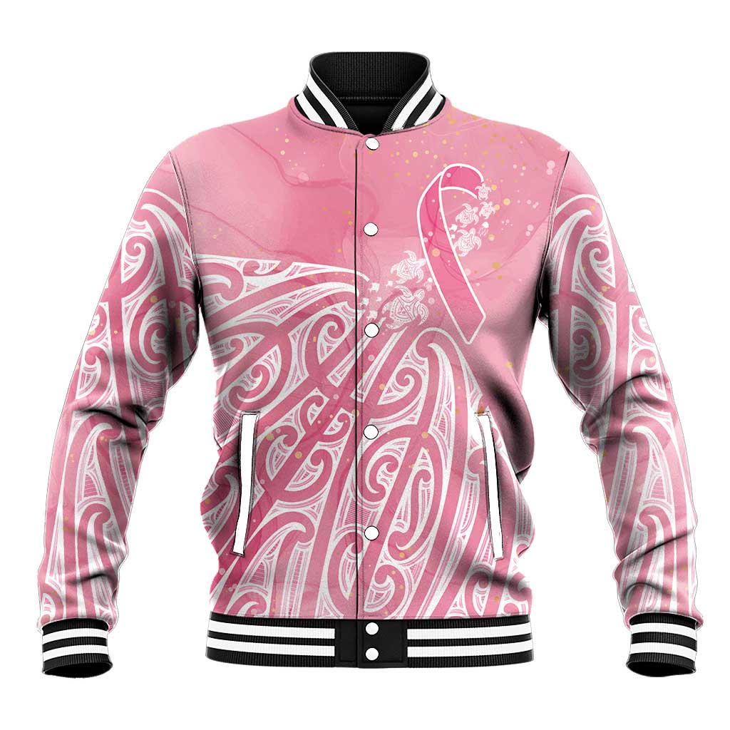 Breast Cancer Awareness Maori Baseball Jacket Kia Kaha Kia Maia Kia Manawanui LT7 Unisex Pink - Polynesian Pride