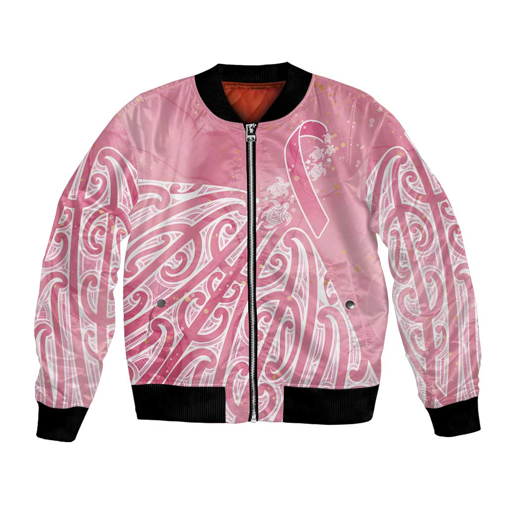 Breast Cancer Awareness Maori Bomber Jacket Kia Kaha Kia Maia Kia Manawanui LT7 Unisex Pink - Polynesian Pride