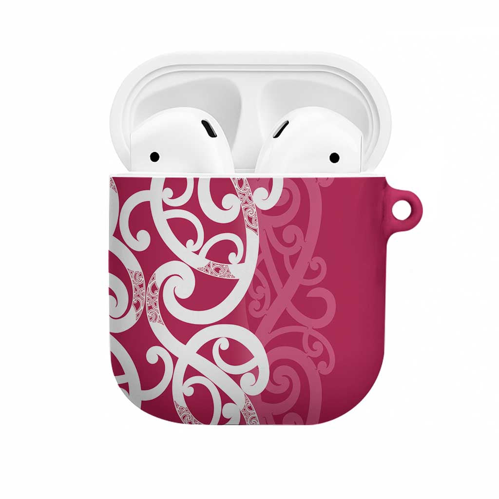 Breast Cancer Awareness Maori AirPods Case Koru Kowhaiwhai LT7 Pink - Polynesian Pride