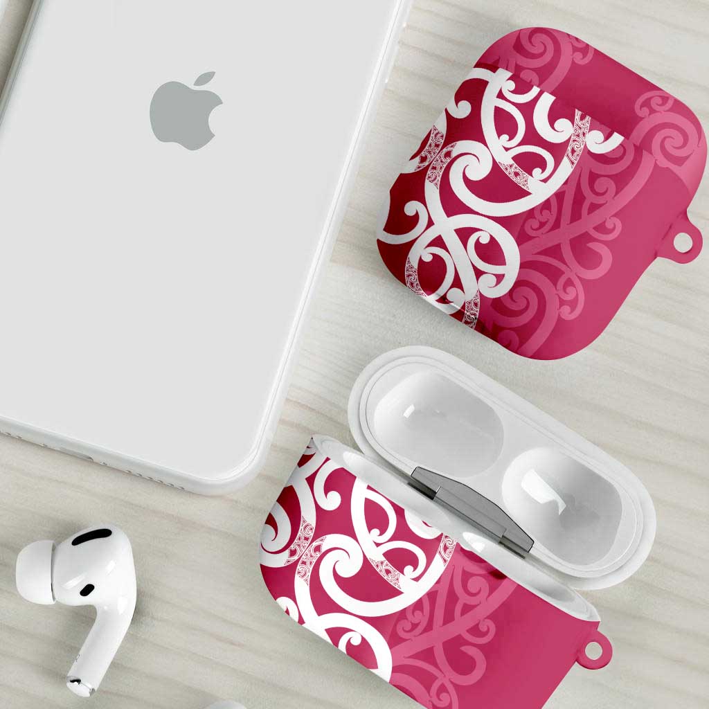 Breast Cancer Awareness Maori AirPods Case Koru Kowhaiwhai LT7 - Polynesian Pride