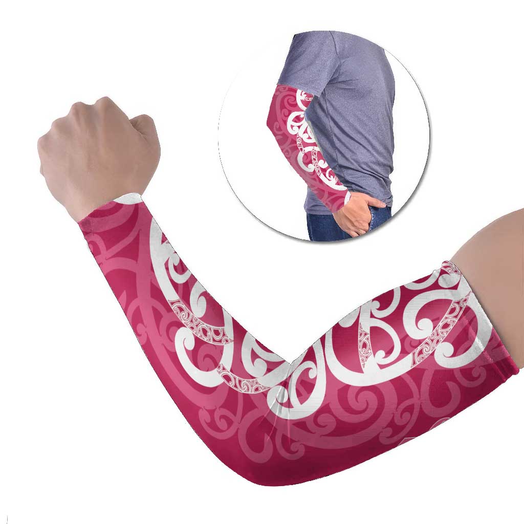 Breast Cancer Awareness Maori Arm Sleeves Koru Kowhaiwhai LT7 Set of 2 Pink - Polynesian Pride