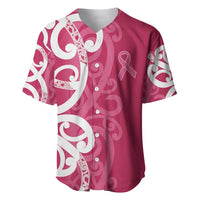 Breast Cancer Awareness Maori Baseball Jersey Koru Kowhaiwhai LT7 Pink - Polynesian Pride