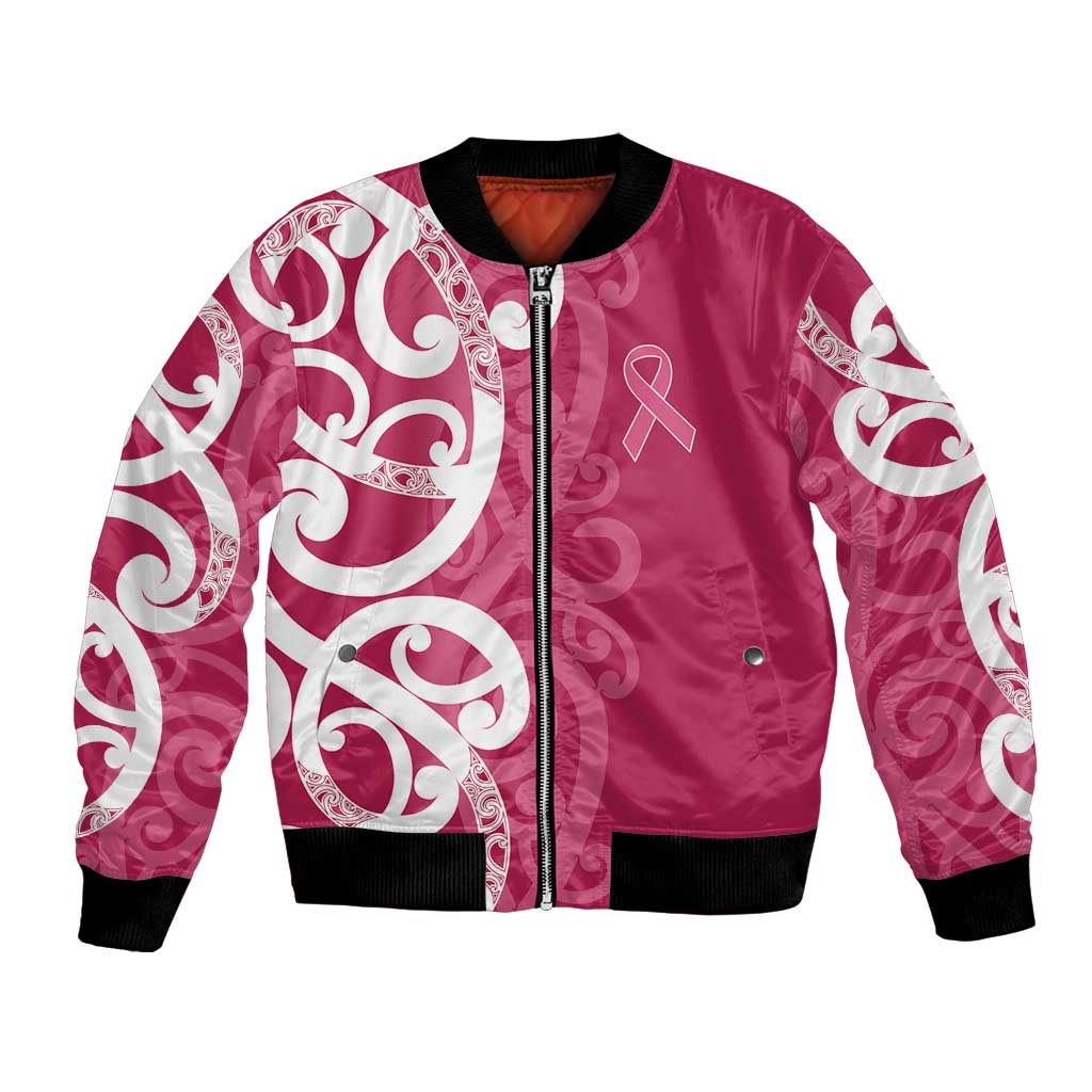 Breast Cancer Awareness Maori Bomber Jacket Koru Kowhaiwhai LT7 Unisex Pink - Polynesian Pride