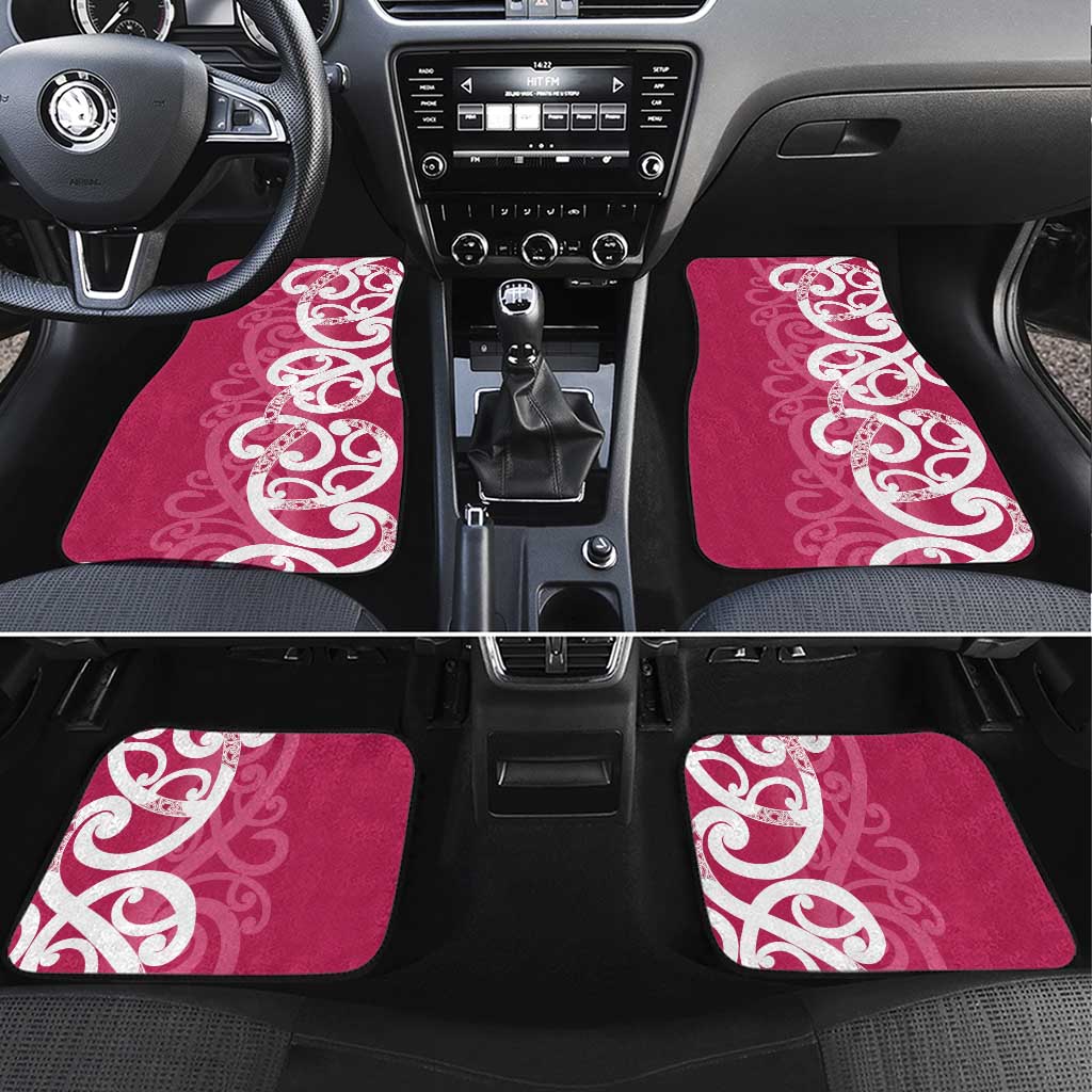 Breast Cancer Awareness Maori Car Mats Koru Kowhaiwhai LT7 Set 4pcs Pink - Polynesian Pride