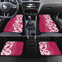 Breast Cancer Awareness Maori Car Mats Koru Kowhaiwhai LT7 Set 4pcs Pink - Polynesian Pride