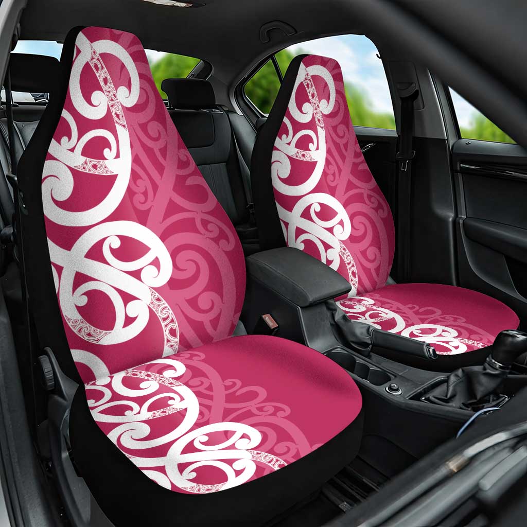 Breast Cancer Awareness Maori Car Seat Cover Koru Kowhaiwhai LT7 One Size Pink - Polynesian Pride