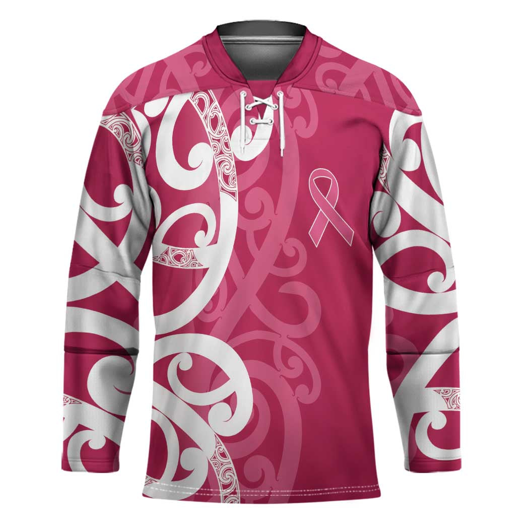 Breast Cancer Awareness Maori Hockey Jersey Koru Kowhaiwhai LT7 Unisex Pink - Polynesian Pride