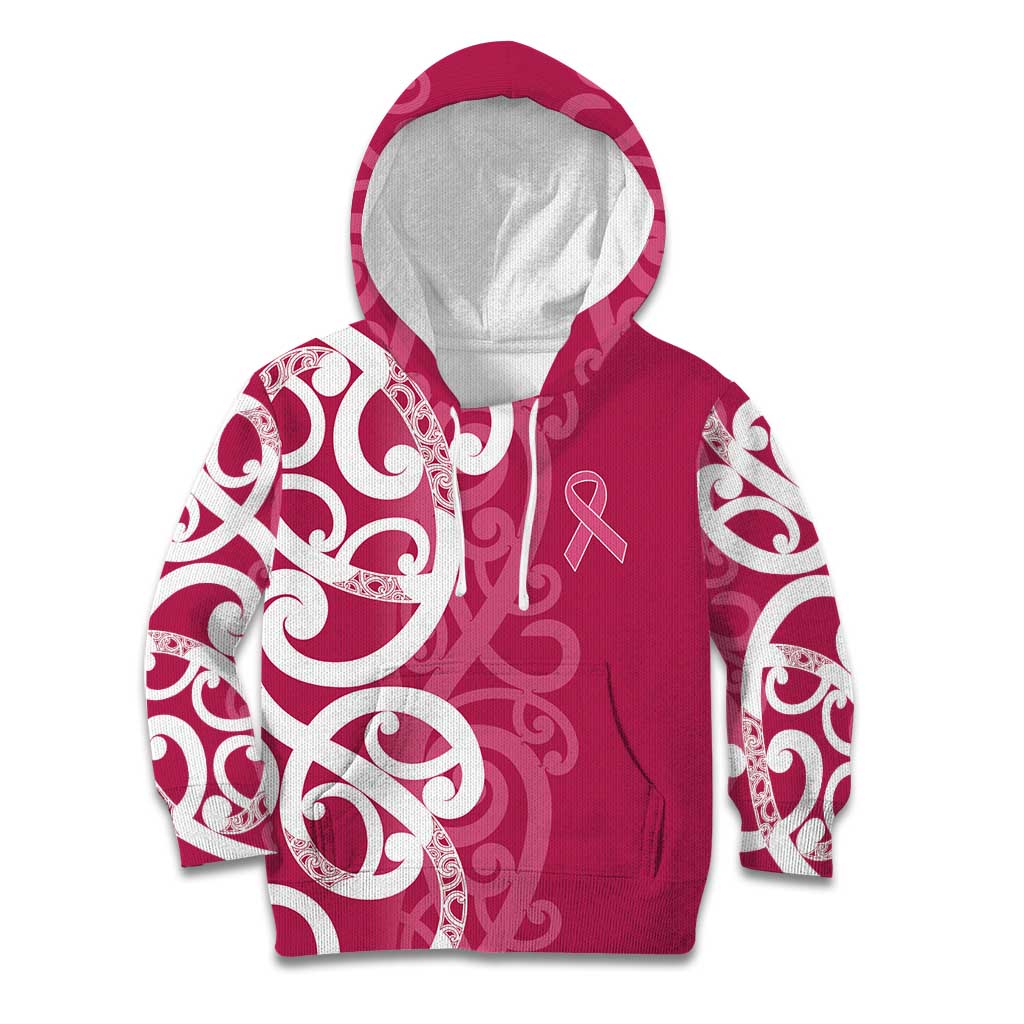 Breast Cancer Awareness Maori Kid Hoodie Koru Kowhaiwhai LT7 Hoodie Pink - Polynesian Pride