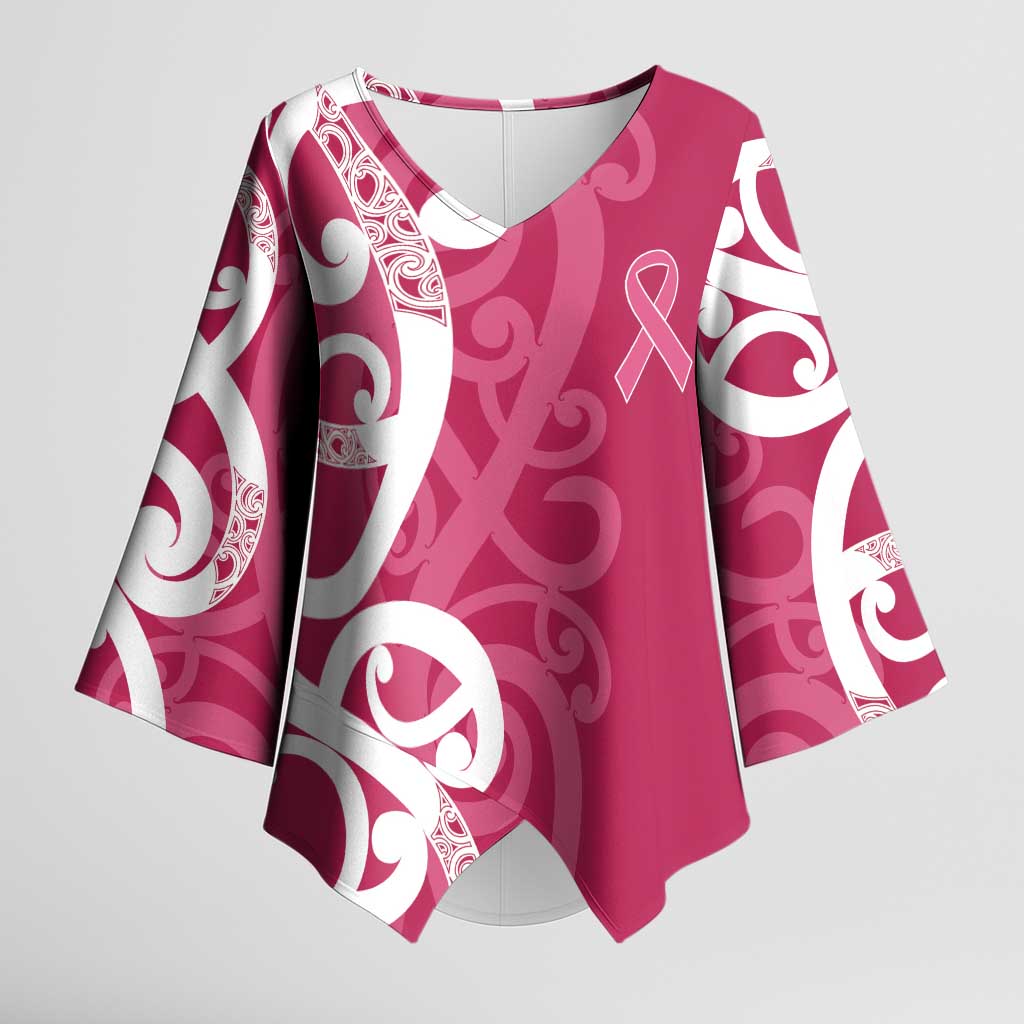 Breast Cancer Awareness Maori Kimono Sleeve Blouse Koru Kowhaiwhai LT7 Female Pink - Polynesian Pride