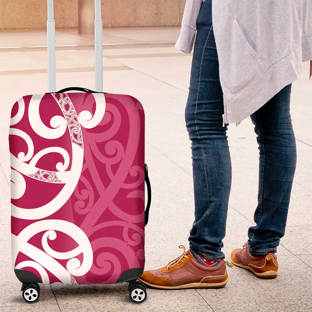 Breast Cancer Awareness Maori Luggage Cover Koru Kowhaiwhai LT7 Pink - Polynesian Pride
