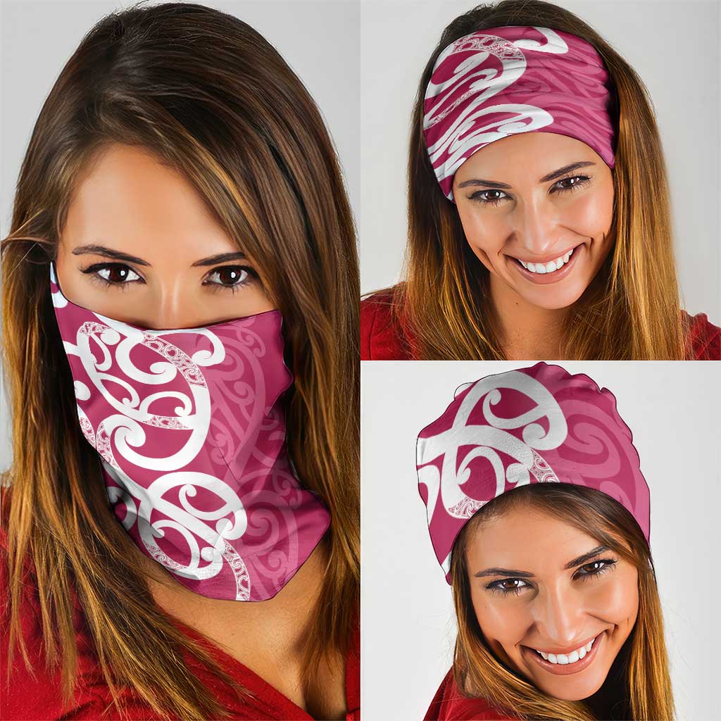 Breast Cancer Awareness Maori Neck Gaiter Koru Kowhaiwhai LT7 - Polynesian Pride