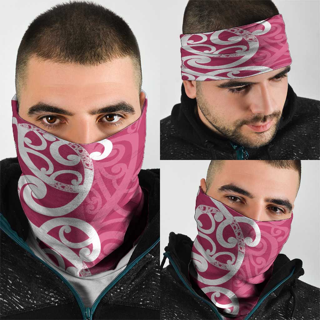 Breast Cancer Awareness Maori Neck Gaiter Koru Kowhaiwhai LT7 - Polynesian Pride
