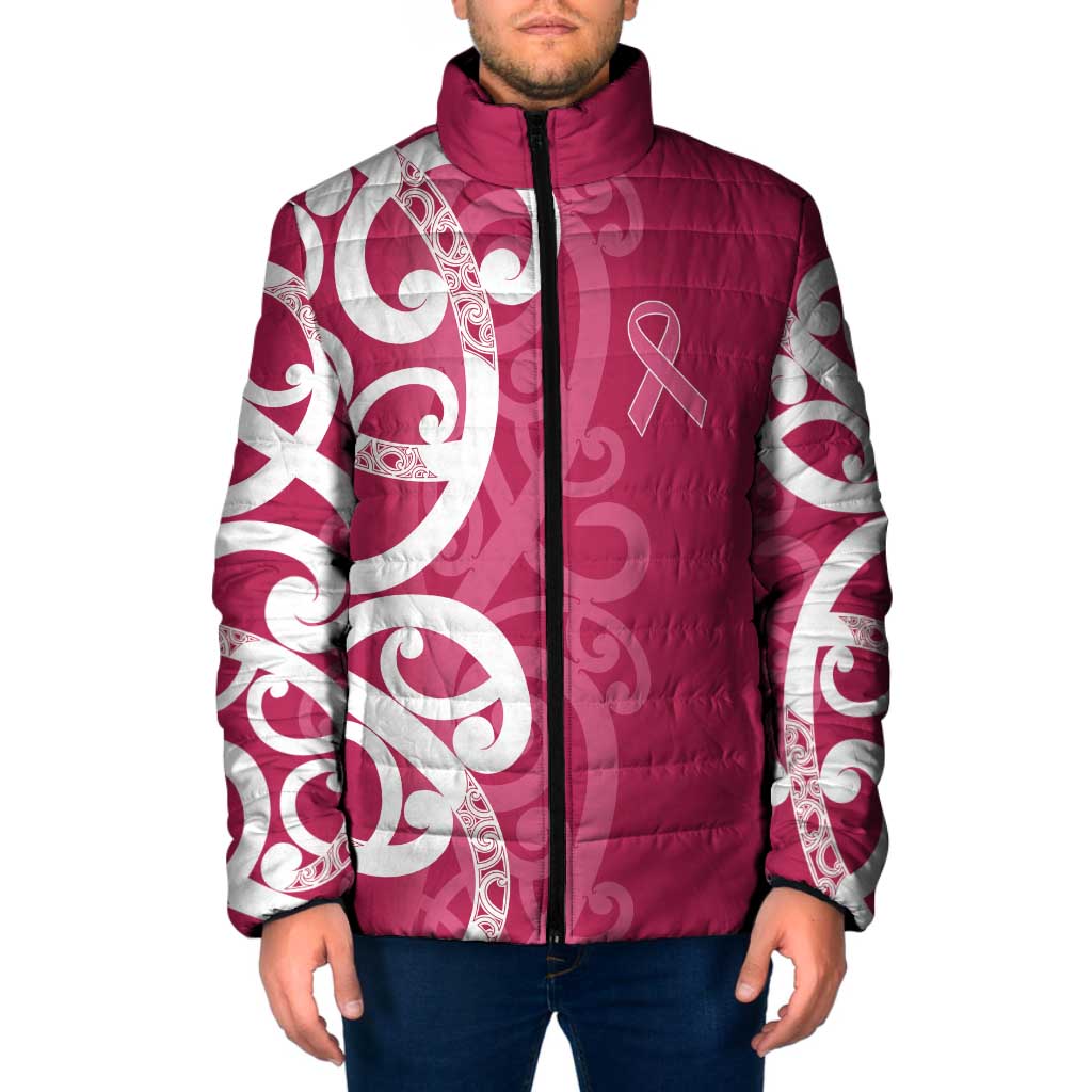 Breast Cancer Awareness Maori Padded Jacket Koru Kowhaiwhai LT7 Men Pink - Polynesian Pride