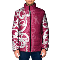Breast Cancer Awareness Maori Padded Jacket Koru Kowhaiwhai LT7 Men Pink - Polynesian Pride