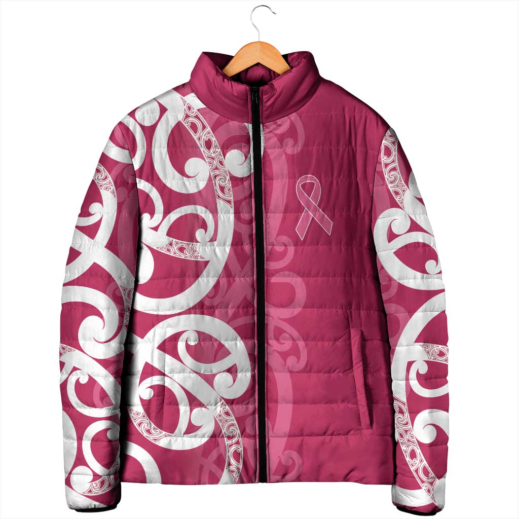 Breast Cancer Awareness Maori Padded Jacket Koru Kowhaiwhai LT7 - Polynesian Pride