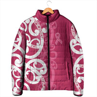 Breast Cancer Awareness Maori Padded Jacket Koru Kowhaiwhai LT7 - Polynesian Pride