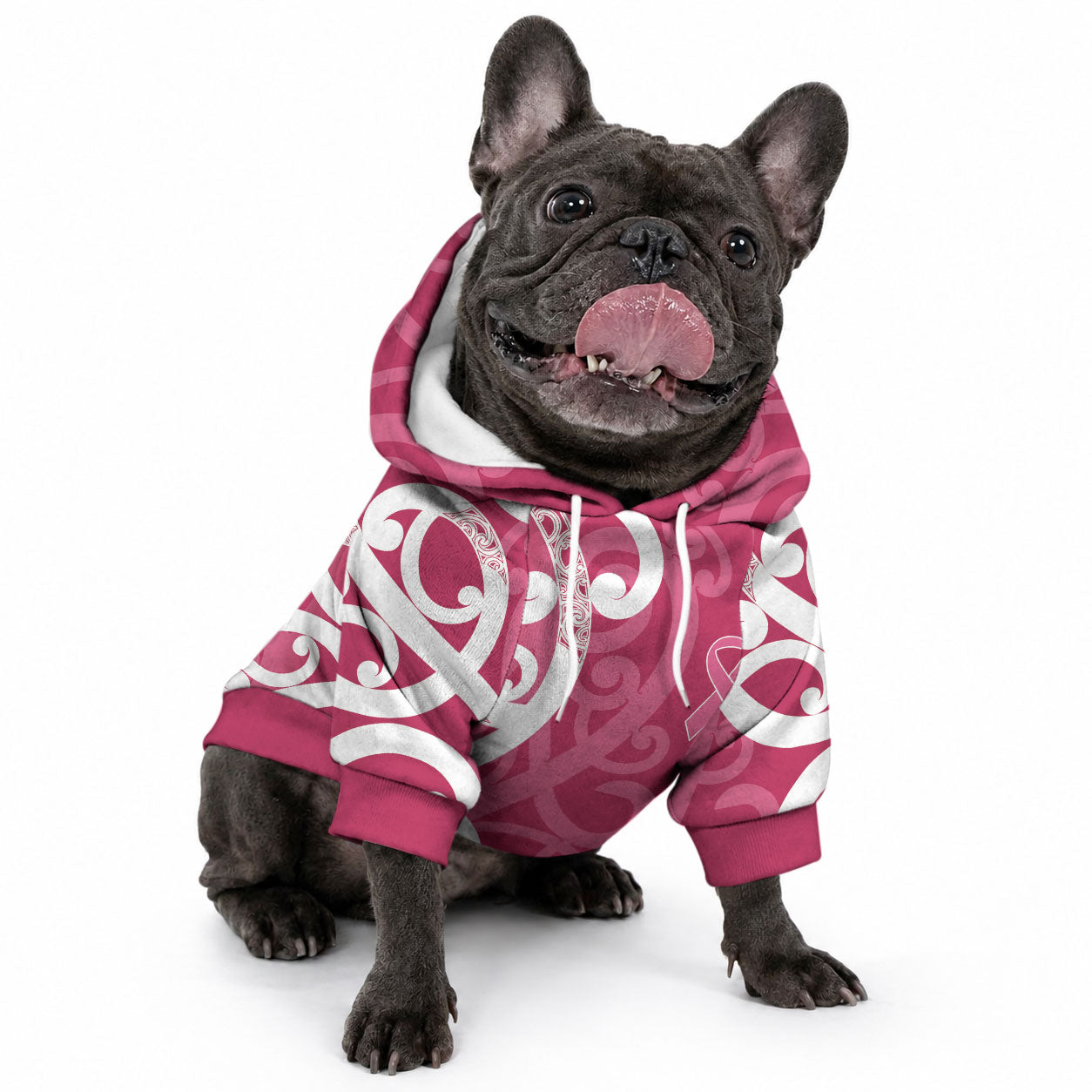 Breast Cancer Awareness Maori Pet Hoodie Koru Kowhaiwhai LT7 - Polynesian Pride