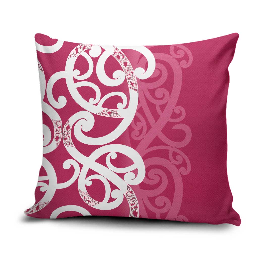 Breast Cancer Awareness Maori Pillow Cover Koru Kowhaiwhai LT7 Pink - Polynesian Pride