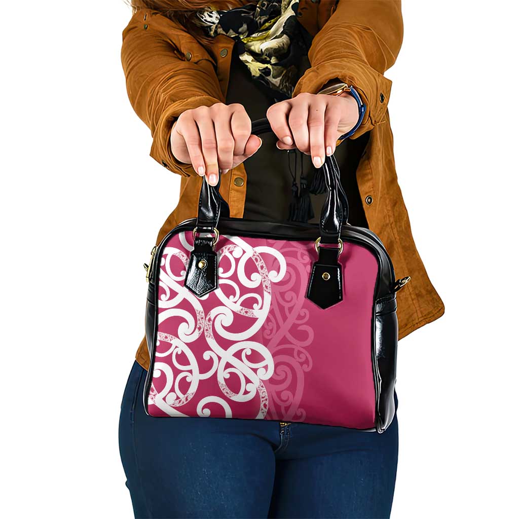 Breast Cancer Awareness Maori Shoulder Handbag Koru Kowhaiwhai LT7 One Size Pink - Polynesian Pride