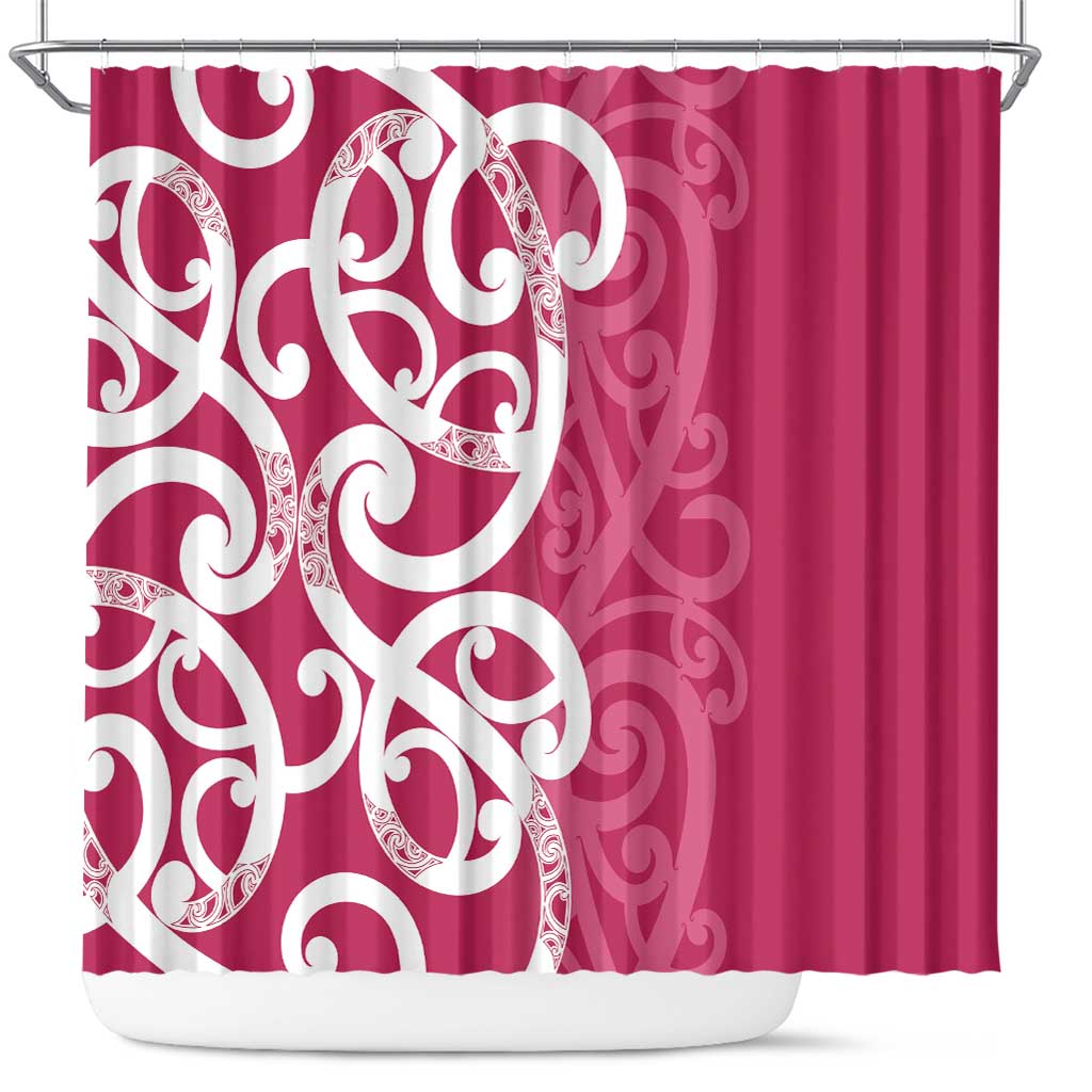 Breast Cancer Awareness Maori Shower Curtain Koru Kowhaiwhai LT7 Pink - Polynesian Pride