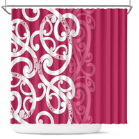 Breast Cancer Awareness Maori Shower Curtain Koru Kowhaiwhai LT7 Pink - Polynesian Pride