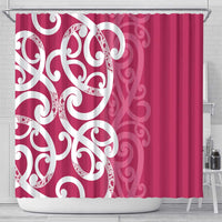 Breast Cancer Awareness Maori Shower Curtain Koru Kowhaiwhai LT7 - Polynesian Pride