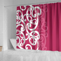 Breast Cancer Awareness Maori Shower Curtain Koru Kowhaiwhai LT7 - Polynesian Pride