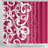 Breast Cancer Awareness Maori Shower Curtain Koru Kowhaiwhai LT7 - Polynesian Pride