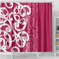 Breast Cancer Awareness Maori Shower Curtain Koru Kowhaiwhai LT7 - Polynesian Pride