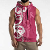 Breast Cancer Awareness Maori Sleeveless Hoodie Koru Kowhaiwhai LT7 - Polynesian Pride