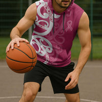 Breast Cancer Awareness Maori Sleeveless Hoodie Koru Kowhaiwhai LT7 - Polynesian Pride
