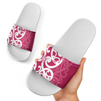 Breast Cancer Awareness Maori Slide Sandals Koru Kowhaiwhai LT7 - Polynesian Pride
