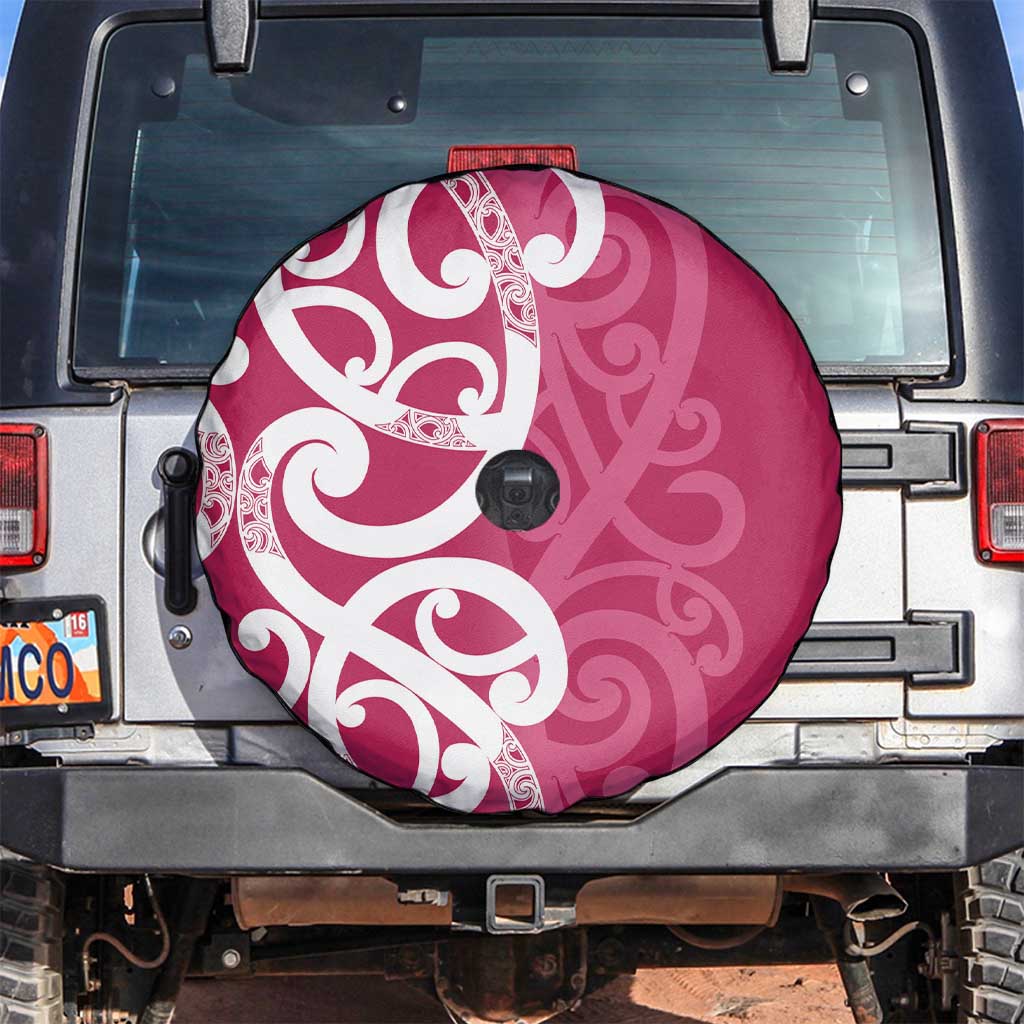 Breast Cancer Awareness Maori Spare Tire Cover Koru Kowhaiwhai LT7 Pink - Polynesian Pride