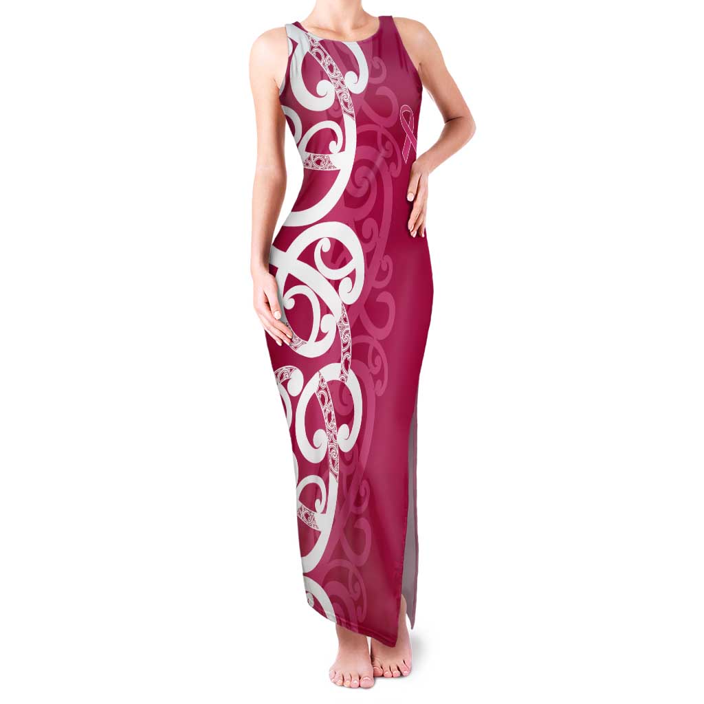 Breast Cancer Awareness Maori Tank Maxi Dress Koru Kowhaiwhai LT7 Women Pink - Polynesian Pride