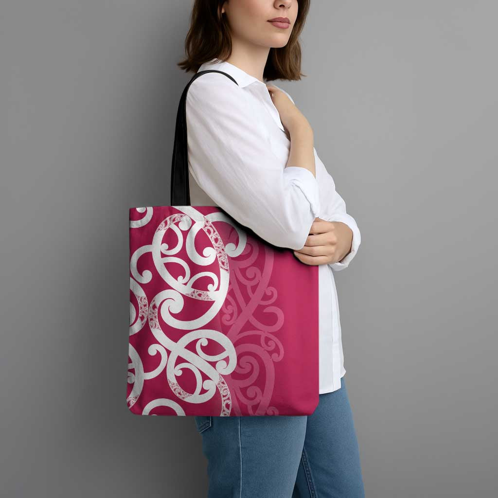 Breast Cancer Awareness Maori Tote Bag Koru Kowhaiwhai LT7 - Polynesian Pride