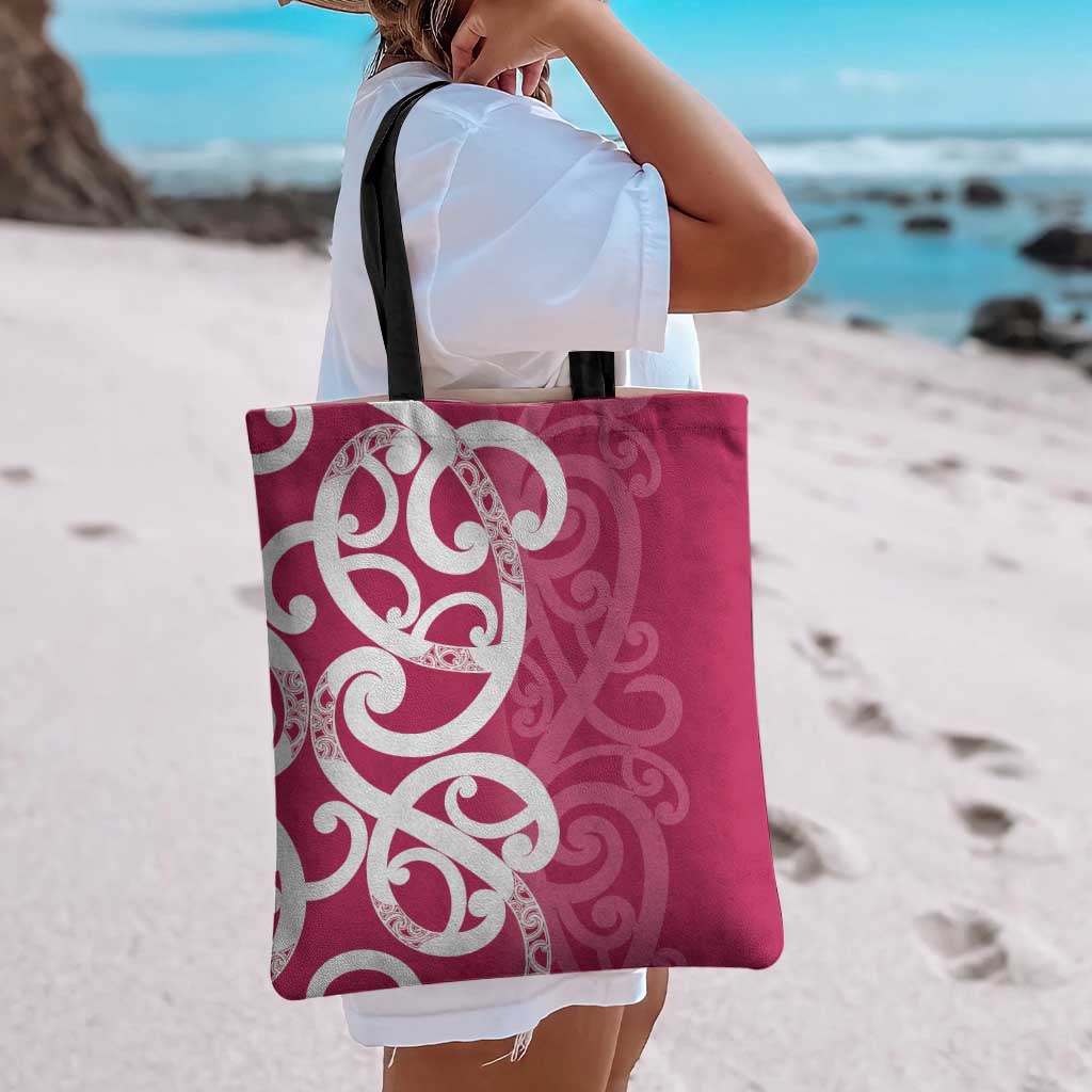 Breast Cancer Awareness Maori Tote Bag Koru Kowhaiwhai LT7 - Polynesian Pride