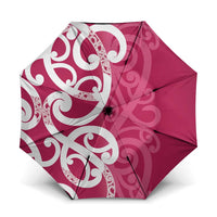Breast Cancer Awareness Maori Umbrella Koru Kowhaiwhai LT7 One Size Folded 11.42 inch Opened Diameter 37.4 inch Pink - Polynesian Pride