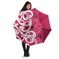 Breast Cancer Awareness Maori Umbrella Koru Kowhaiwhai LT7 - Polynesian Pride
