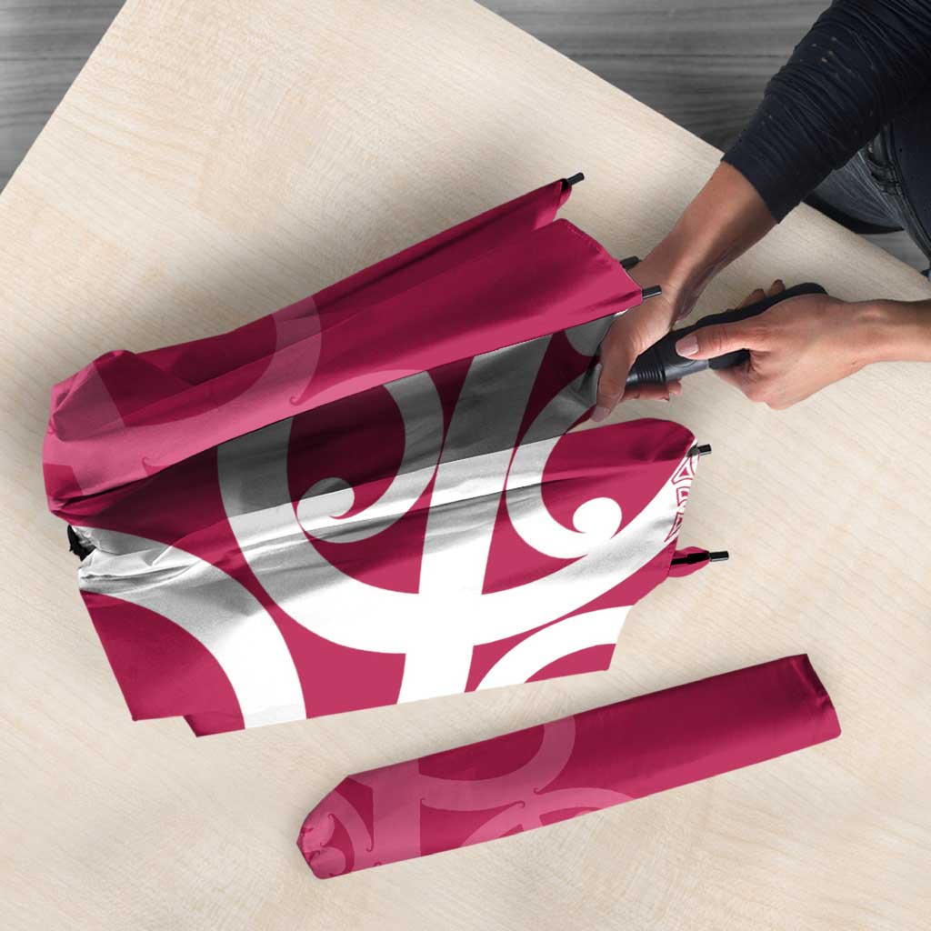 Breast Cancer Awareness Maori Umbrella Koru Kowhaiwhai LT7 - Polynesian Pride