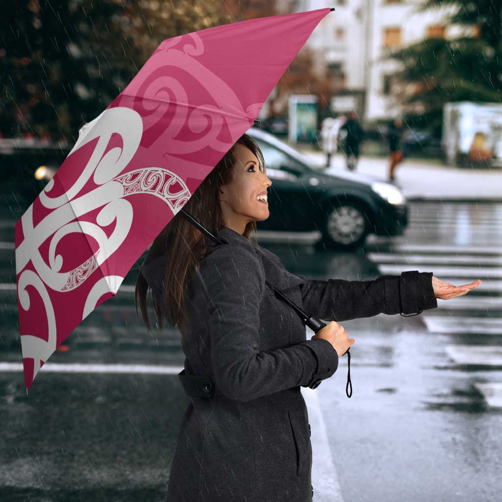 Breast Cancer Awareness Maori Umbrella Koru Kowhaiwhai LT7 - Polynesian Pride