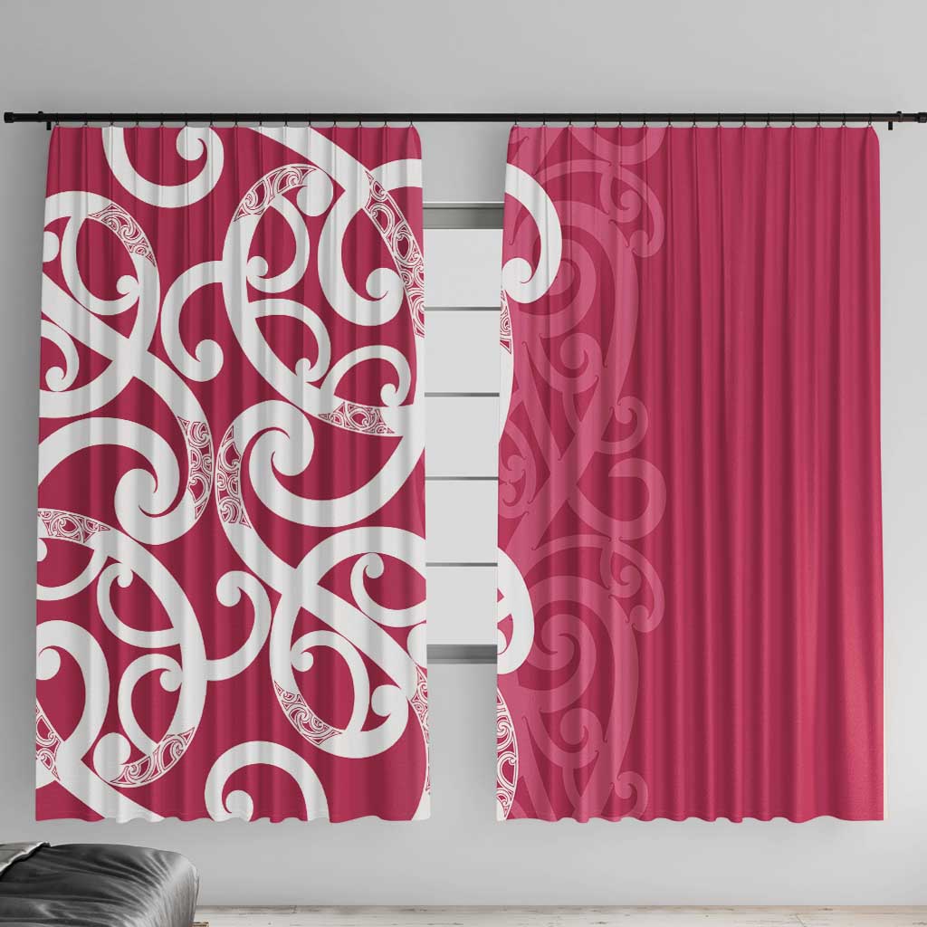 Breast Cancer Awareness Maori Window Curtain Koru Kowhaiwhai LT7 With Hooks Pink - Polynesian Pride