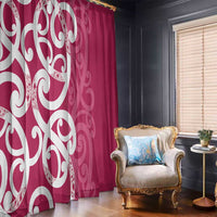 Breast Cancer Awareness Maori Window Curtain Koru Kowhaiwhai LT7 - Polynesian Pride