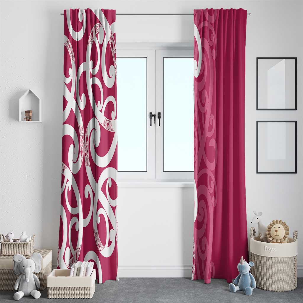 Breast Cancer Awareness Maori Window Curtain Koru Kowhaiwhai LT7 - Polynesian Pride